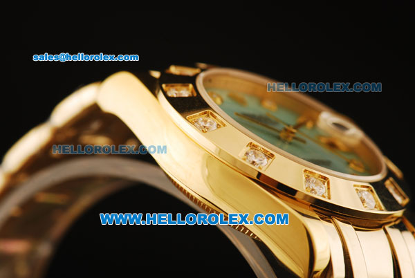 Rolex Datejust Automatic Movement Full Gold with Blue MOP Dial and Diamond Markers/Bezel-ETA Coating Case - Click Image to Close